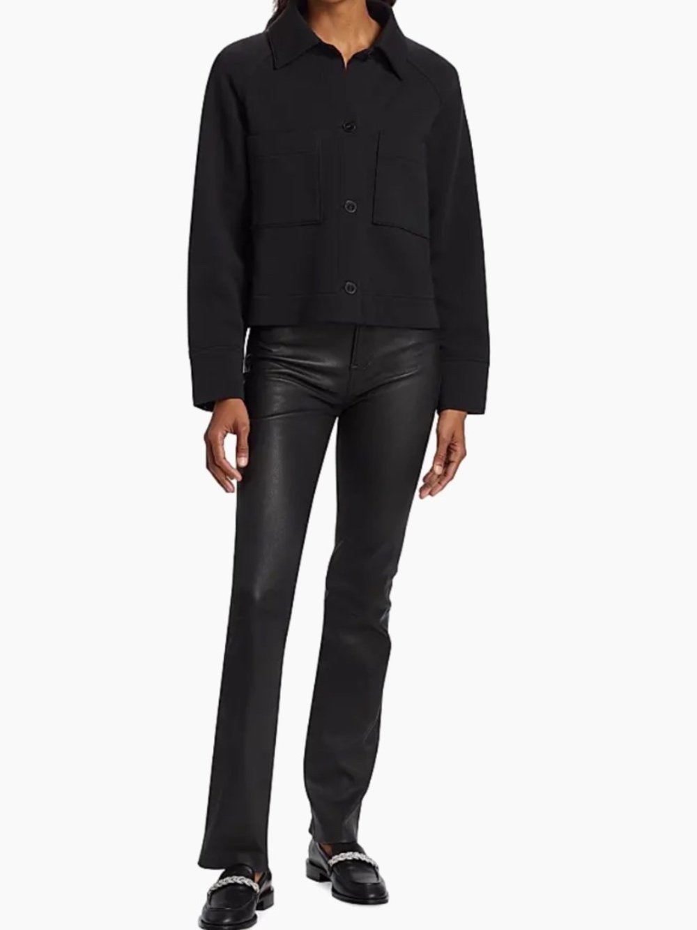 VINCE Stretch Bootcut Leather Pants in Black: Sz 6 - Picture 3 of 11